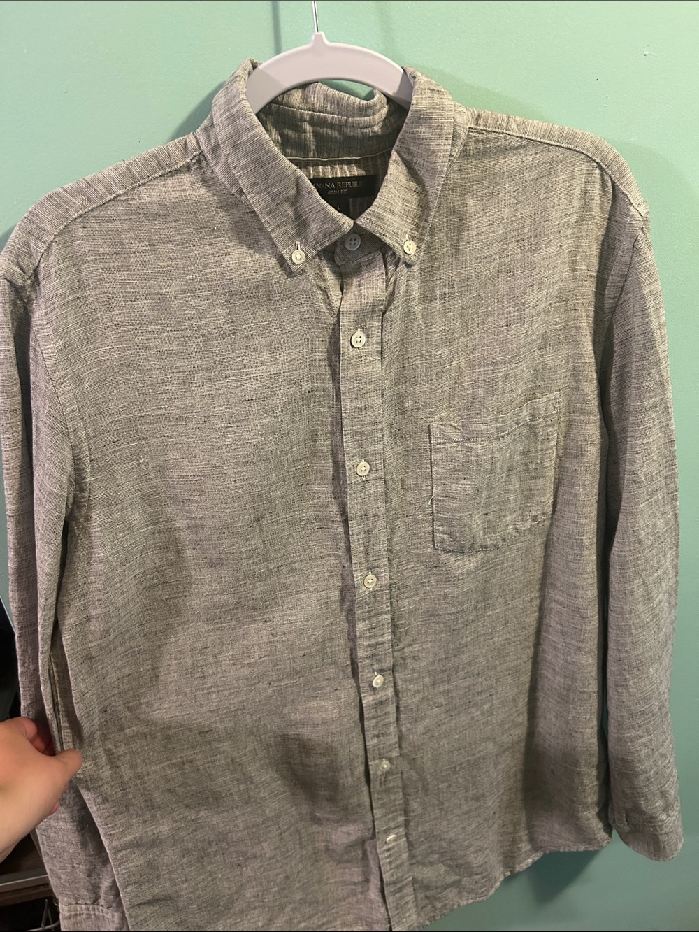Banana Republic Men's Heather Gray Button-Down Shirt